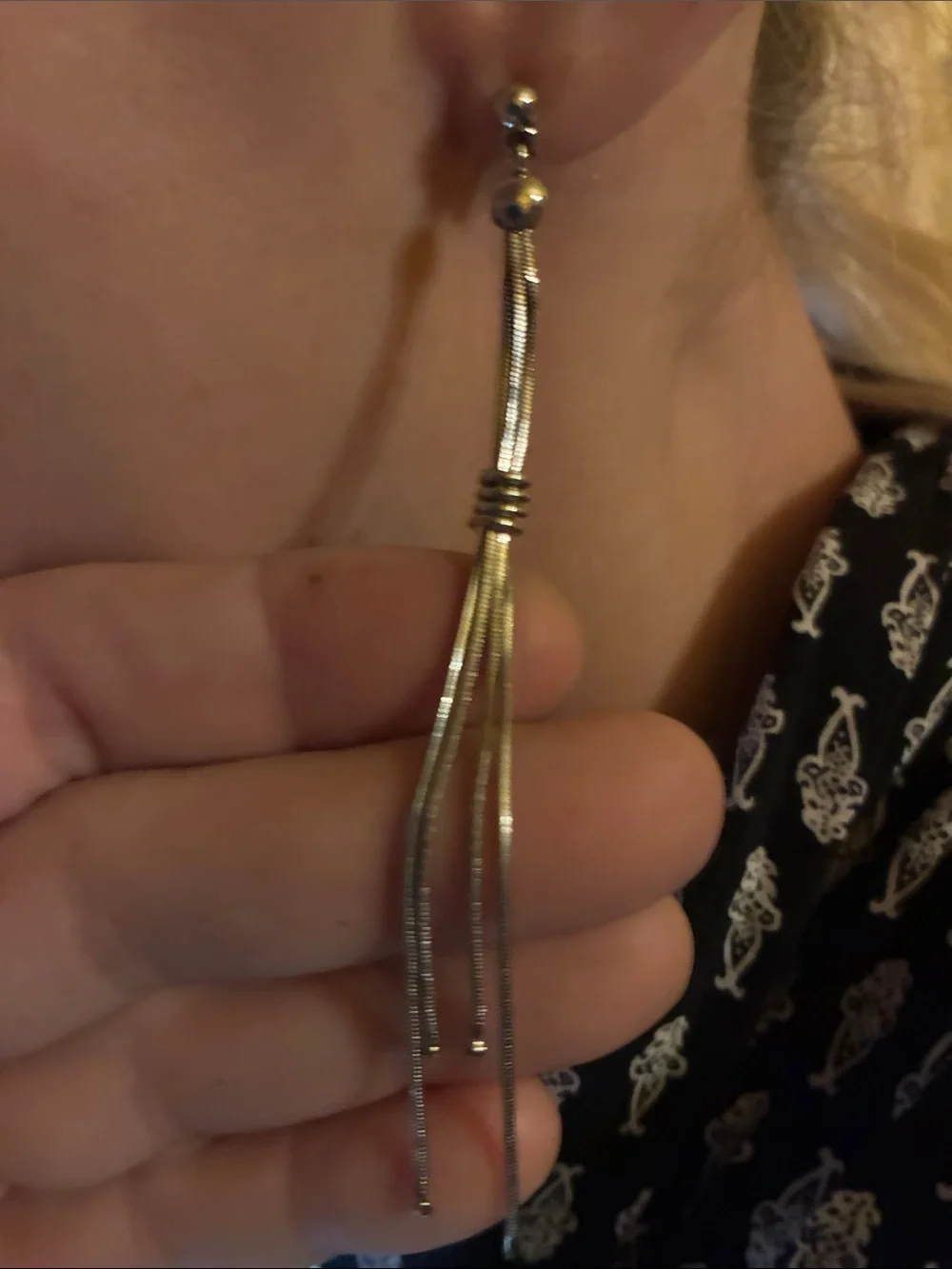 Silver Long Drop Earrings - Minimalist Lightweight Vintage Jewelry